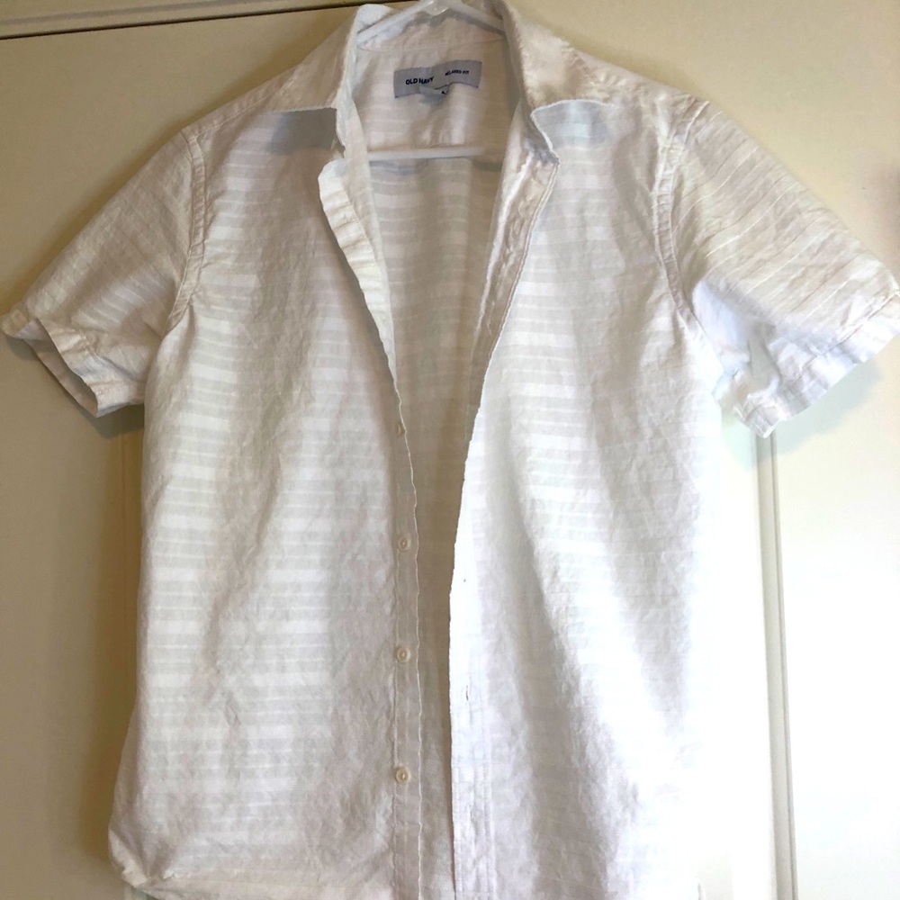 Men’s Button Down Linen White Shirt